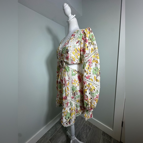 Hemant & Nandita Mini Eyelet Crochet Cutout Floral Printed Dress Size Medium - Picture 5 of 13